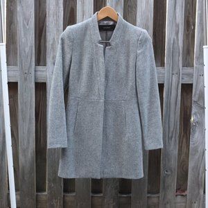 NWOT Zara Basic 100% Wool Grey Fitted Long Blazer Coat XS